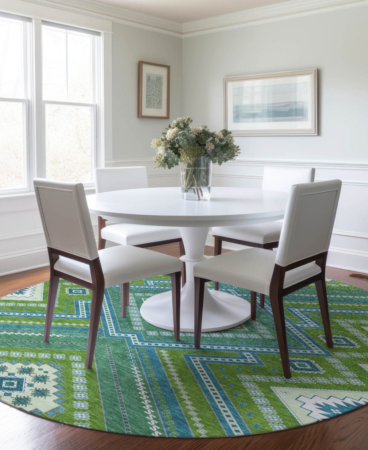 Addison Chantille Machine Washable Acn1010 8'x8' Round Area Rug In Lime