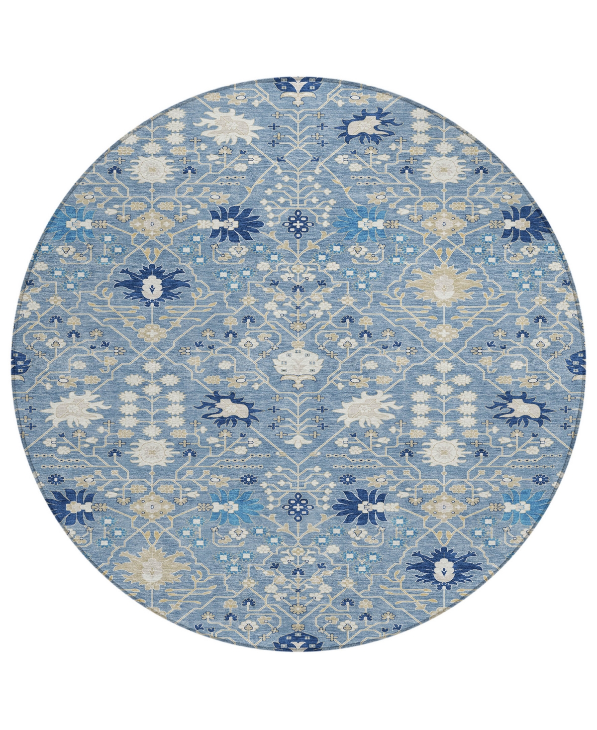 Addison Chantille Machine Washable Acn1009 8'x8' Round Area Rug In Denim