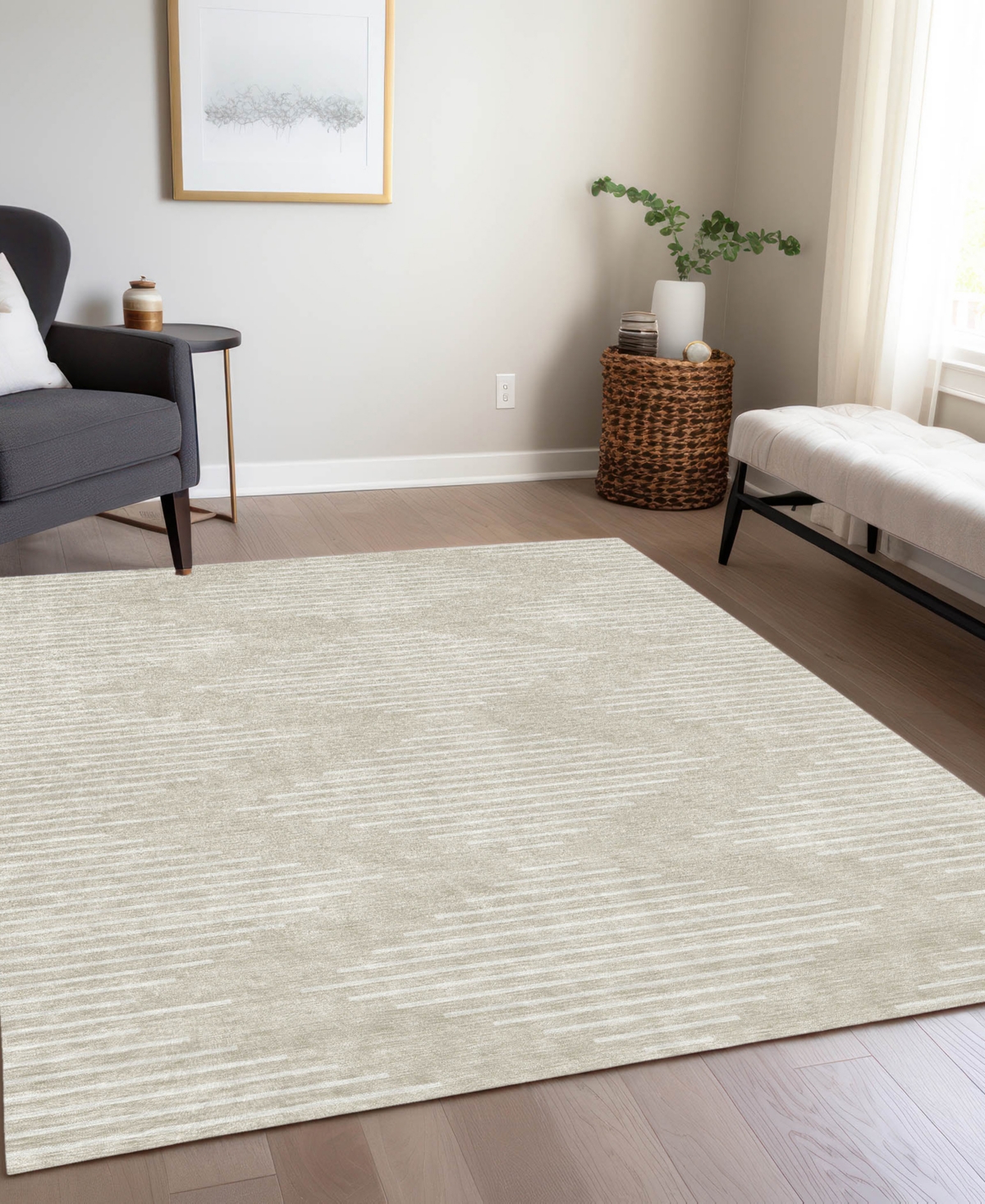 Addison Chantille Machine Washable Acn1016 3'x5' Area Rug In Beige