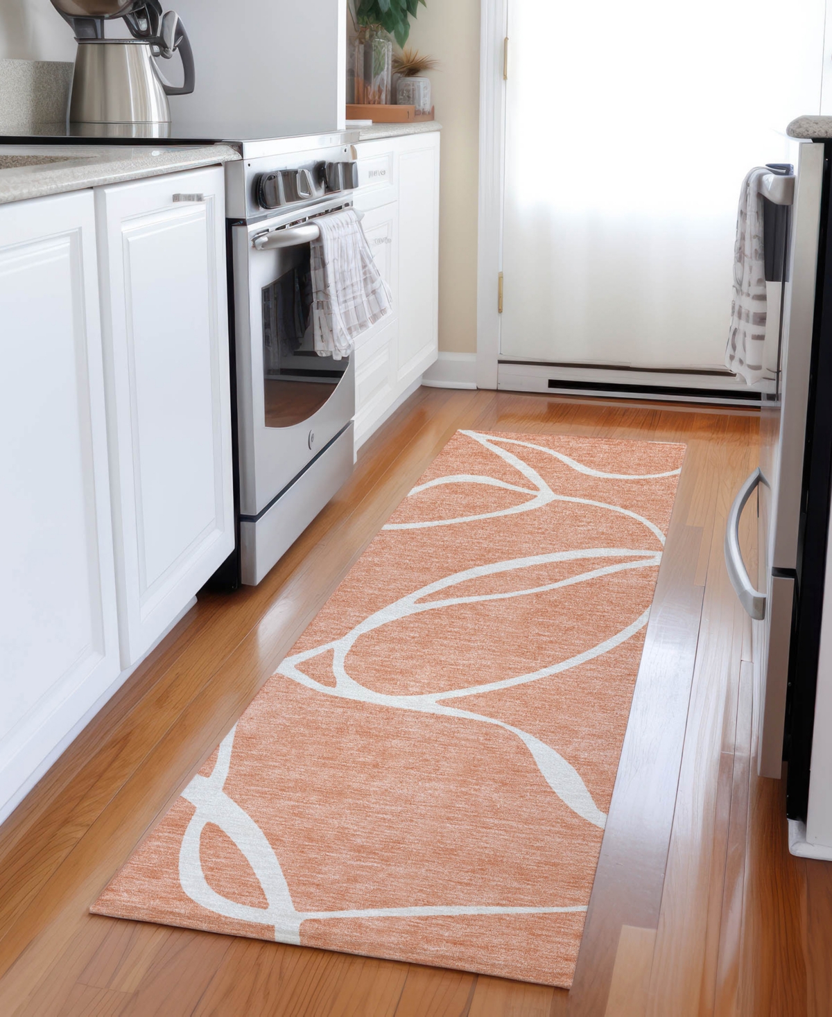Addison Chantille Machine Washable Acn999 2'3"x7'6" Runner Area Rug In Salmon