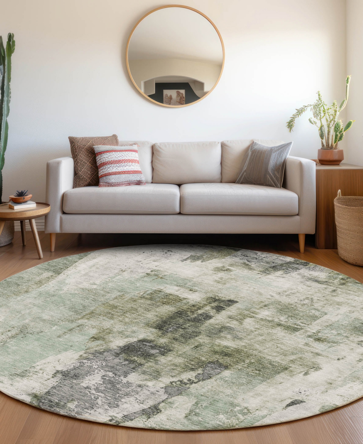 Addison Chantille Machine Washable Acn1076 8'x8' Round Area Rug In Mint