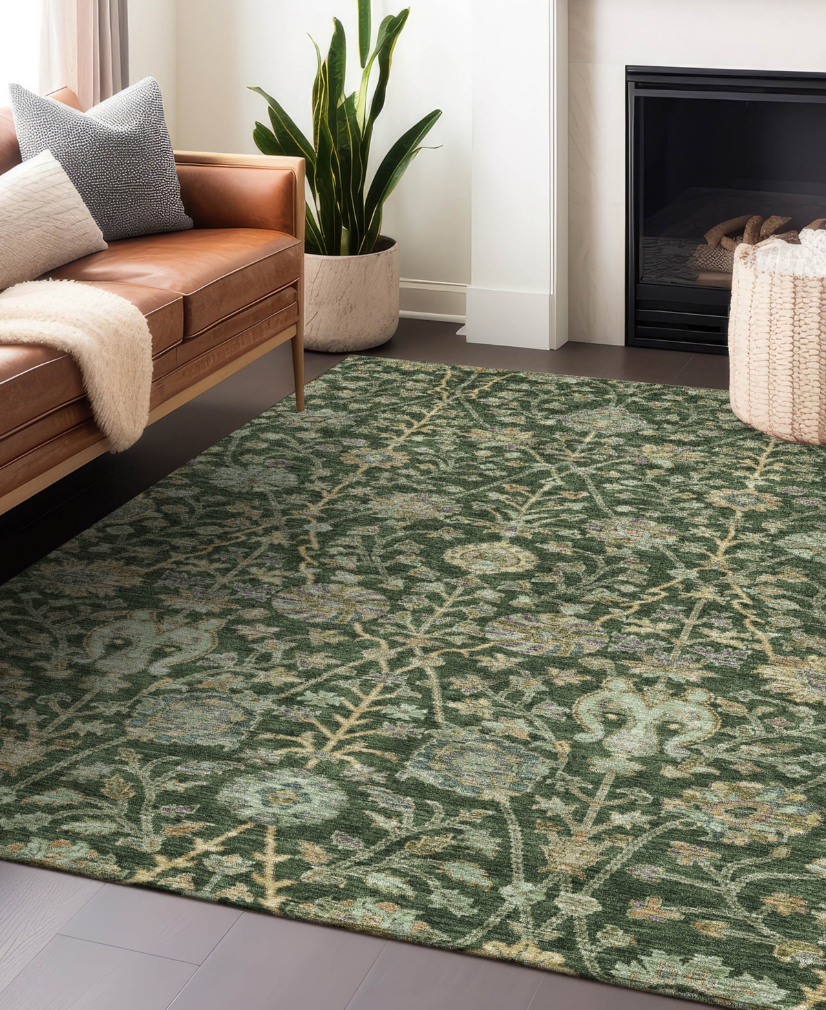 Addison Chantille Machine Washable Acn1087 5'x7'6" Area Rug In Green