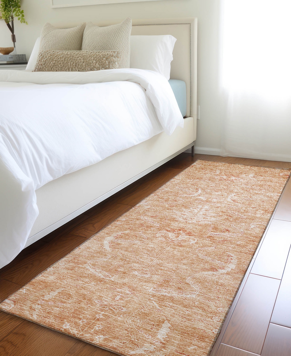 Addison Chantille Machine Washable Acn1083 2'3"x7'6" Runner Area Rug In Salmon