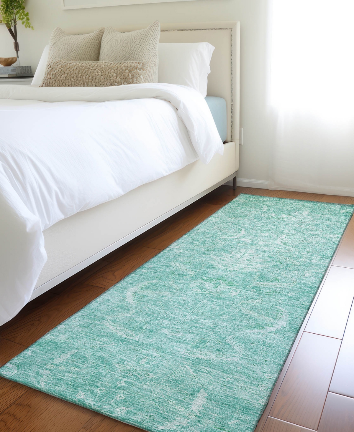 Addison Chantille Machine Washable Acn1083 2'3"x7'6" Runner Area Rug In Aqua