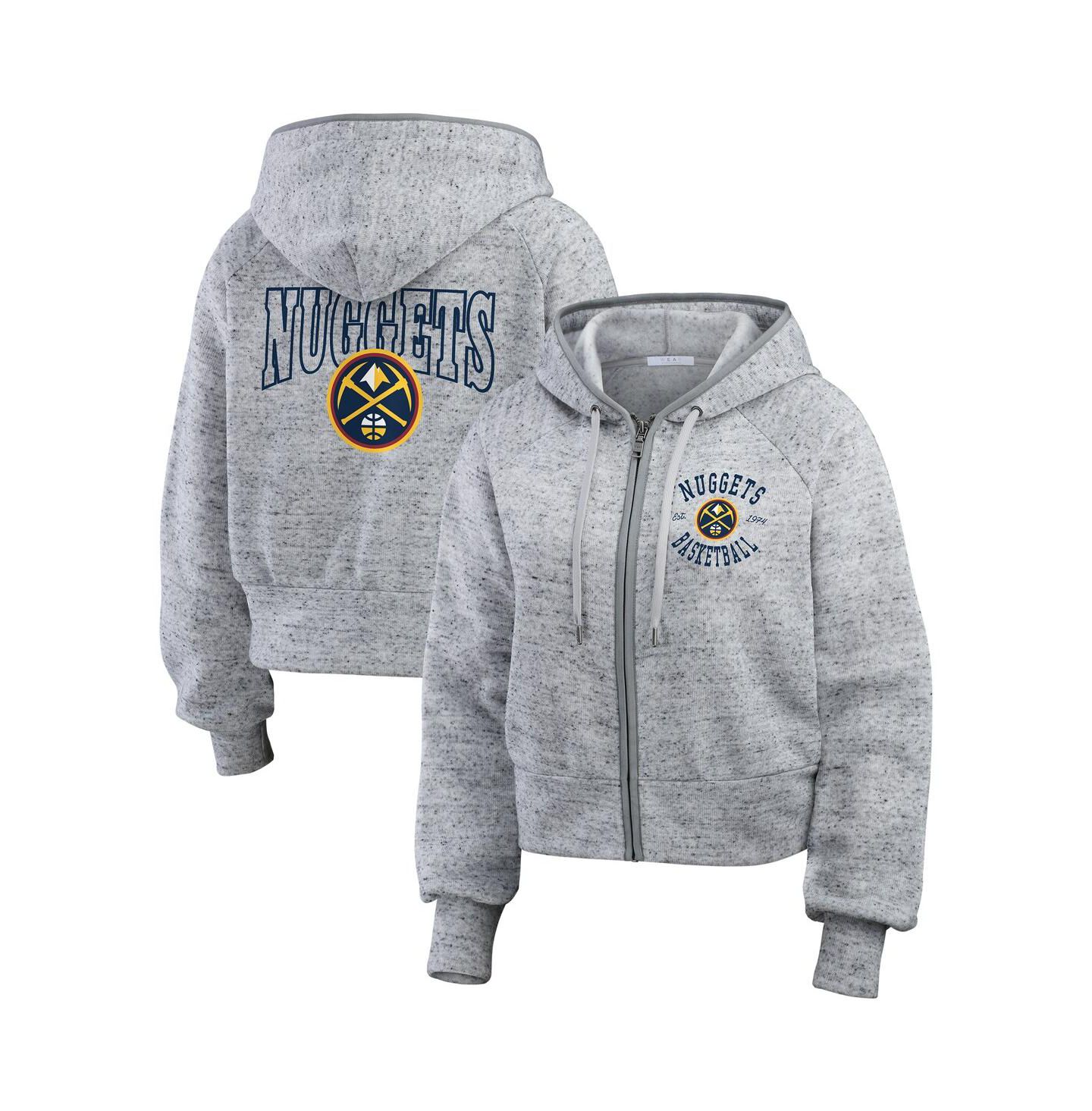 Женское худи WEAR by Erin Andrews Heather Gray Denver Nuggets Speckled Radiator Full-Zip — фото 1