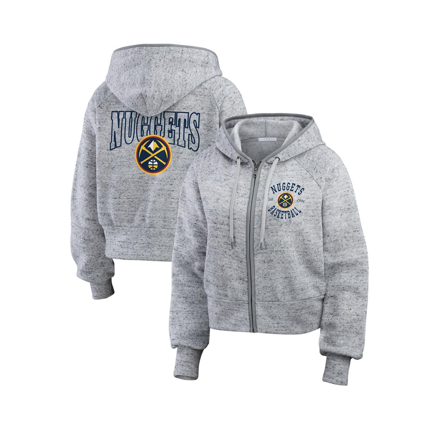 Women's Heather Gray Denver Nuggets Speckled Radiator Full-Zip Hoodie