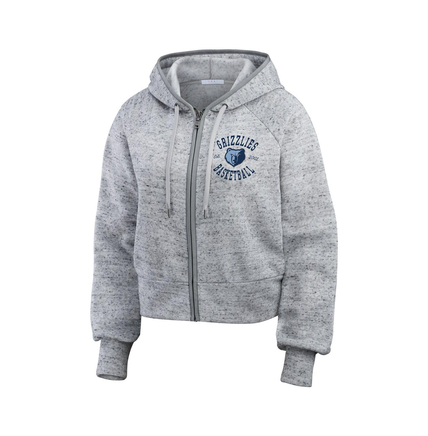Женское худи WEAR by Erin Andrews Heather Gray Memphis Grizzlies Speckled Radiator Full-Zip — фото 3
