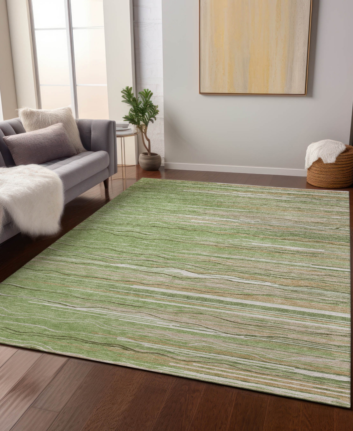 Addison Chantille Machine Washable Acn996 5'x7'6" Area Rug In Green