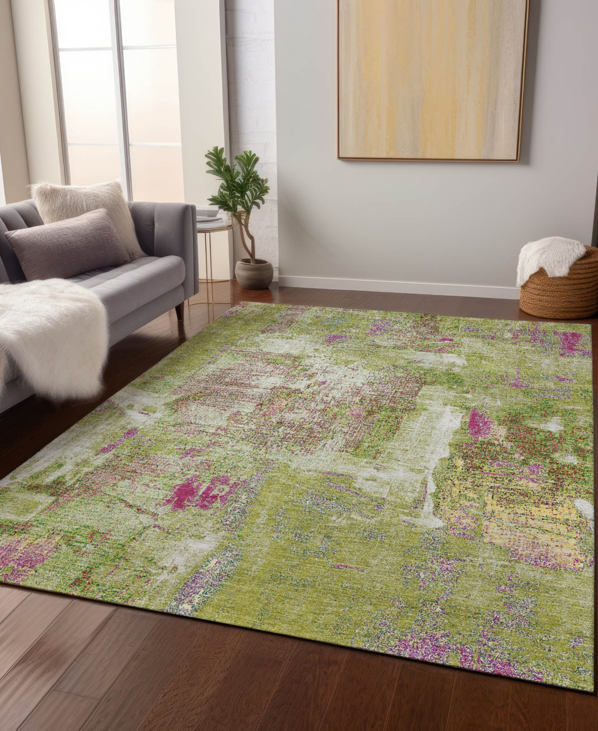 Shop Addison Chantille Machine Washable Acn989 3'x5' Area Rug In Lime