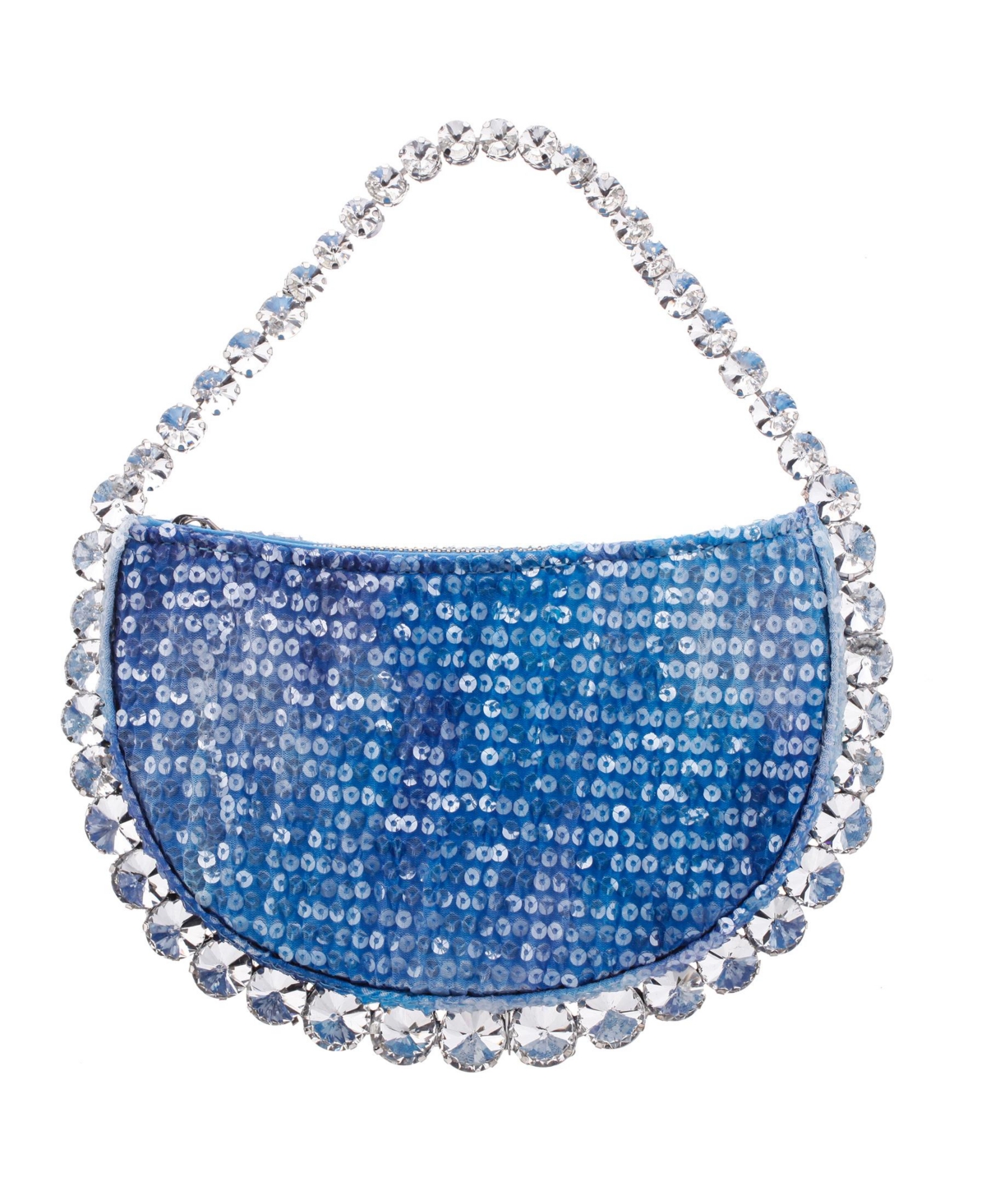 Nina Graduated Crystal Trim Half Moon Clutch In Blue Ombre