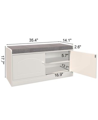 Shoe Storage Bench with 2 Doors & Cushion