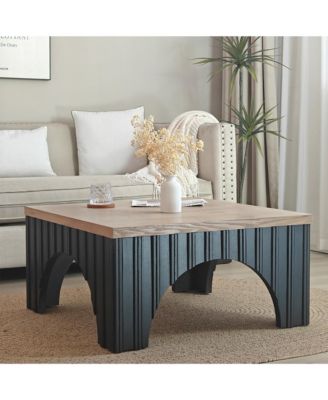 Rustic Wood Coffee Table with Arch Base