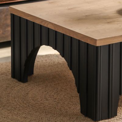 Rustic Wood Coffee Table with Arch Base