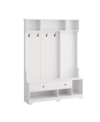 Streamdale Hallway Hall Tree with Bench, Shelves & Pegboard