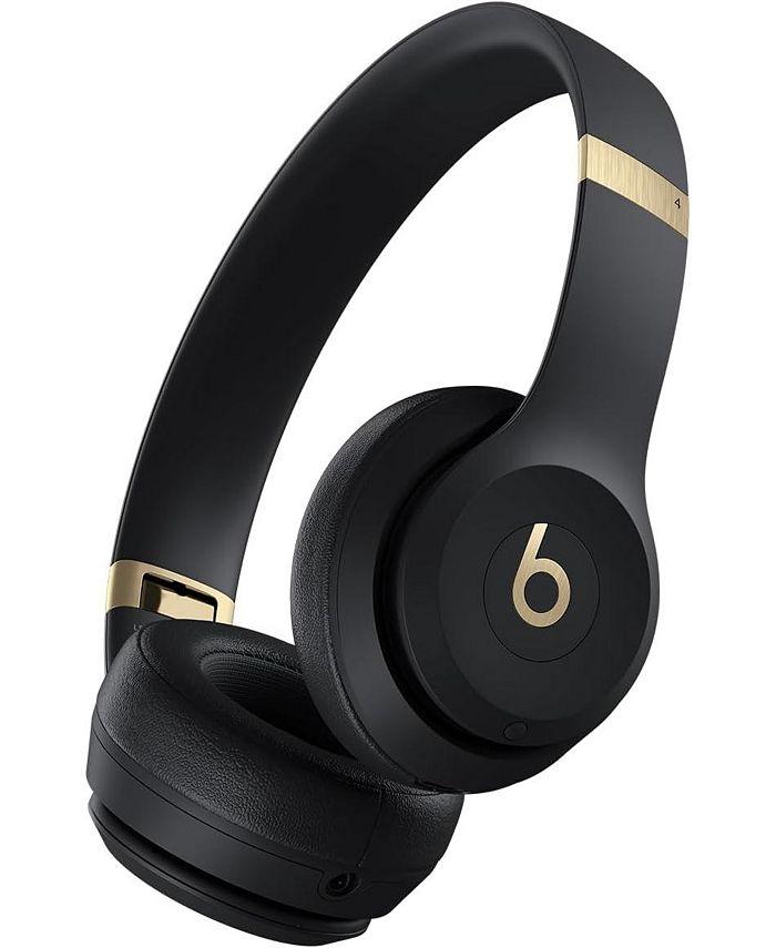 Black and Gold Beats Solo 4 - Wireless Bluetooth On-Ear Headphones, Apple & Android Compatible, Up to 50 Hours of Battery Life - Black & Gold - Black