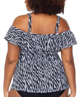 Trendy Plus Size Tortuga Ruffled Tankini Top