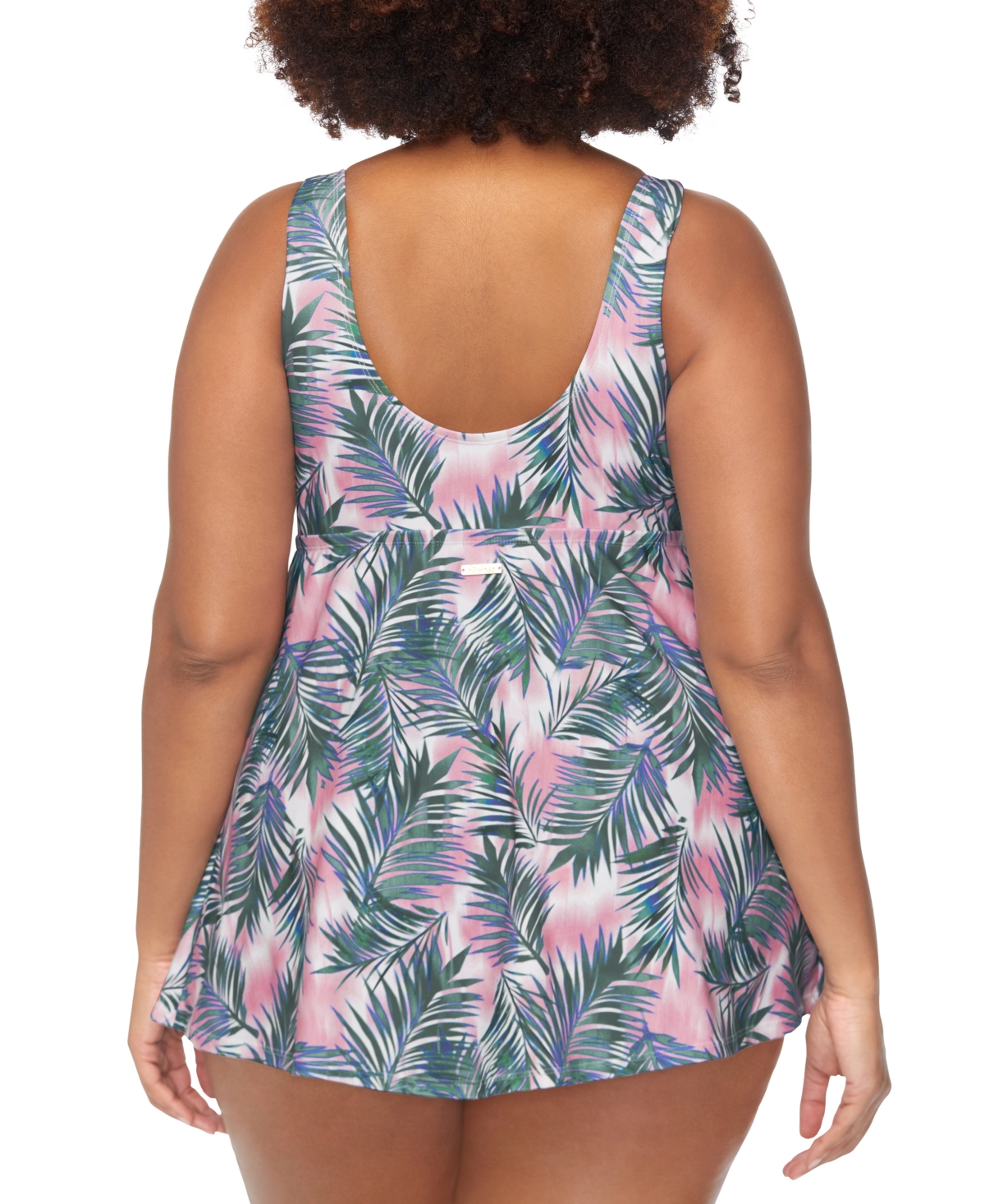 Raisins Curve Trendy Plus Size Lucia Printed Twist-front Swimdress In Multi