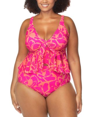 Trendy Plus Size Topanga Underwire Tankini Top Island Tummy Control Bikini Bottoms