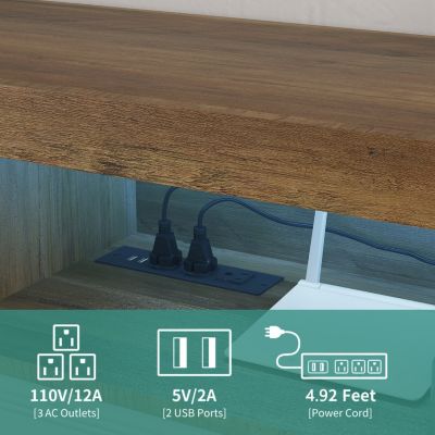 Floating TV Stand with LED Lights & Outlet