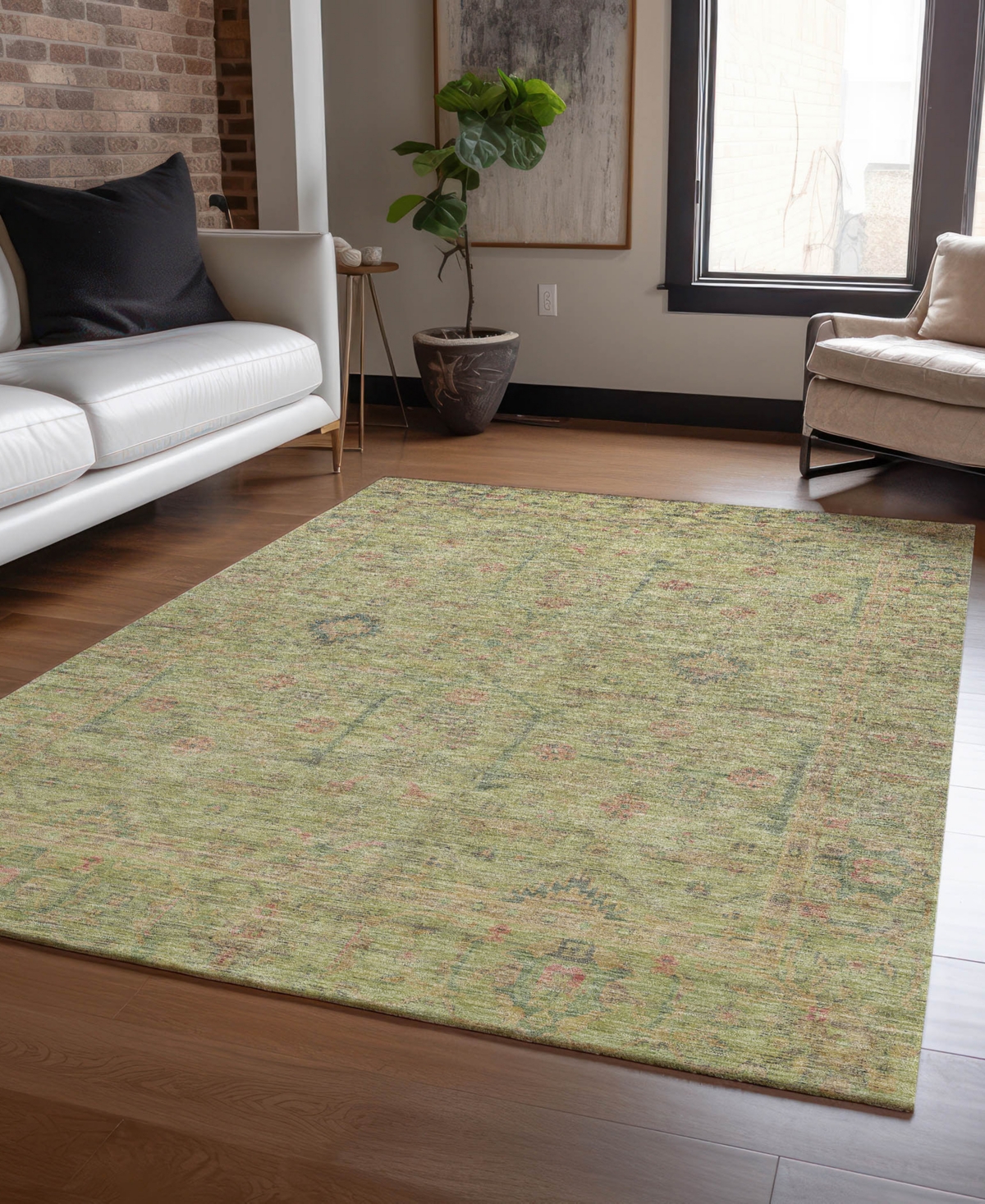 Addison Chantille Machine Washable Acn1136 9'x12' Area Rug In Grass