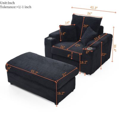 Oversized Accent Chair with Ottoman