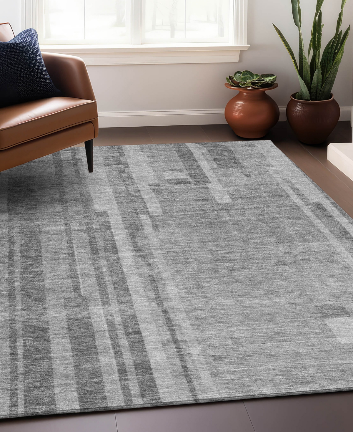 Addison Chantille Mahine Washable Acn1063 9'x12' Area Rug In Gray