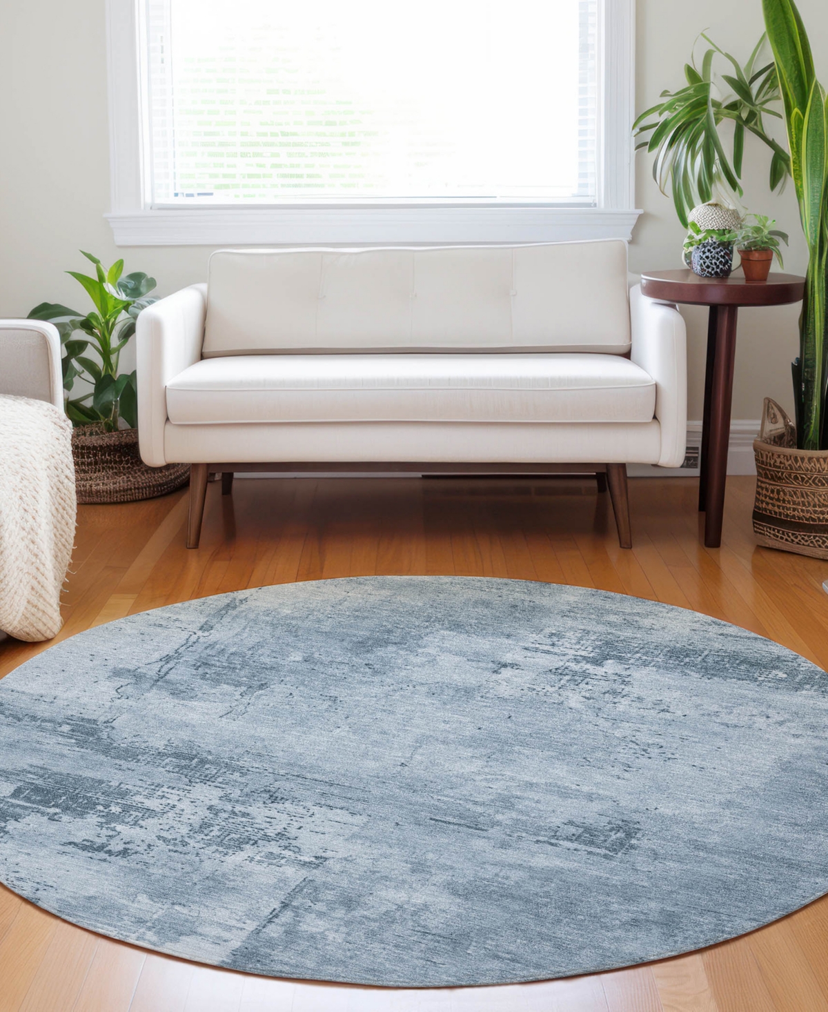 Addison Chantille Mahine Washable Acn1062 8'x8' Round Area Rug In Denim