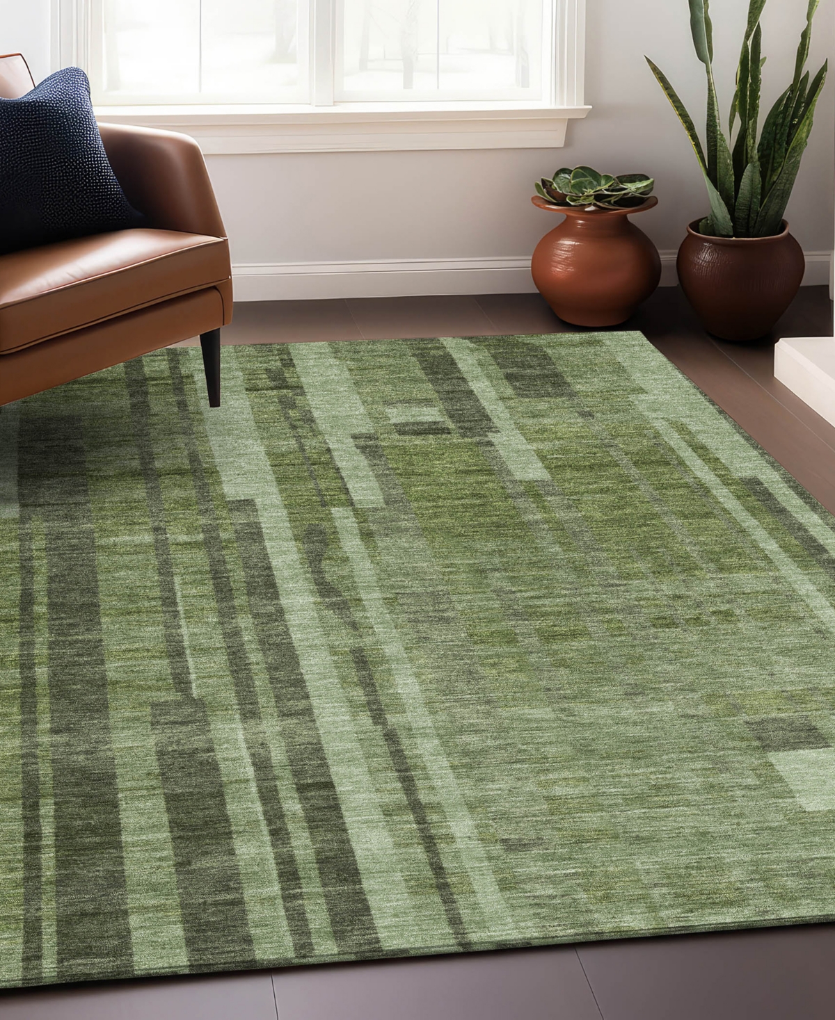 Addison Chantille Mahine Washable Acn1063 5'x7'6" Area Rug In Green