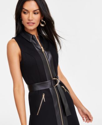I.N.C. International Concepts Women's Belted Mixed-Media Dress, Exclusively  at Macy's - Macy's
