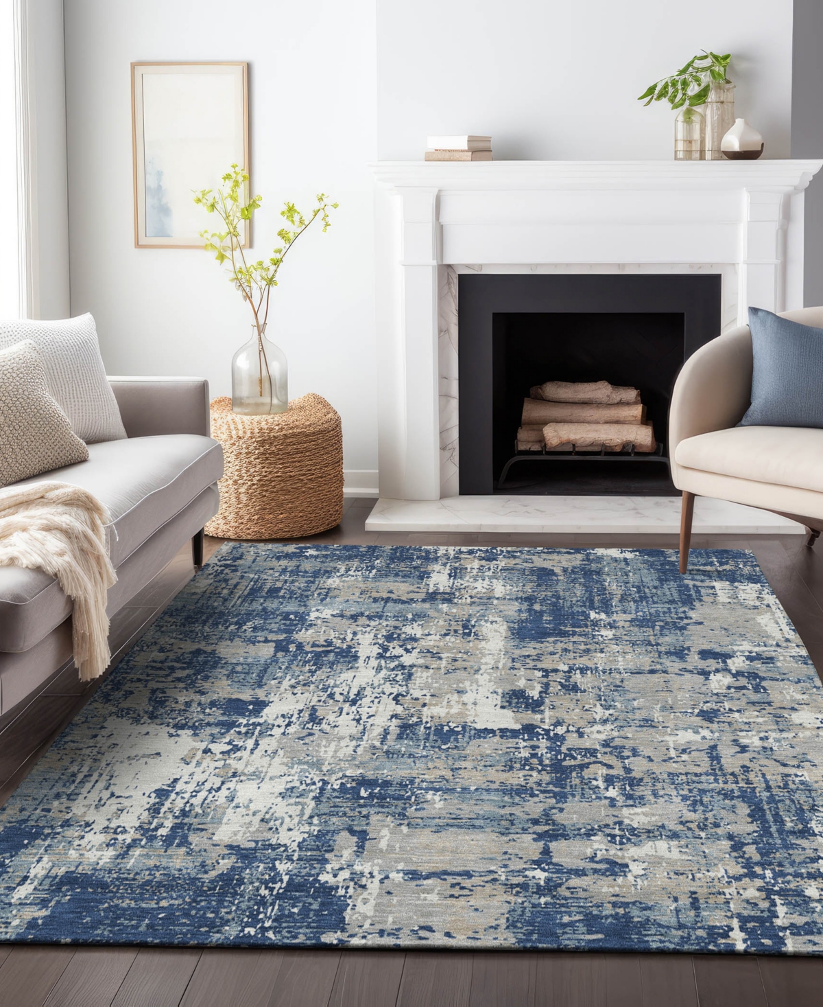 Addison Chantille Machine Washable Acn1008 9'x12' Area Rug In Navy