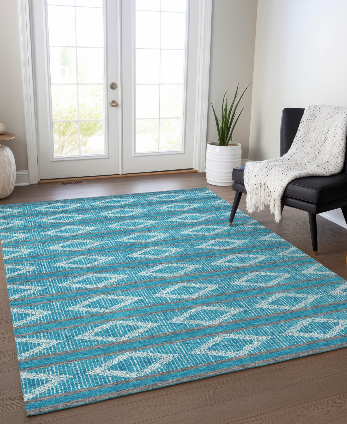 Addison Chantille Mahine Washable Acn1029 8'x10' Area Rug In Teal