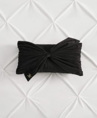 Velvet Bow Decorative Pillow, 10" x 18"