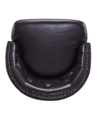 Set of 2 Swivel Counter Stools, Upholstered, Dark Brown