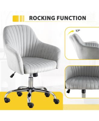 Velvet Accent Chair Modern Home Office Leisure Chair with Adjustable Height and Casters