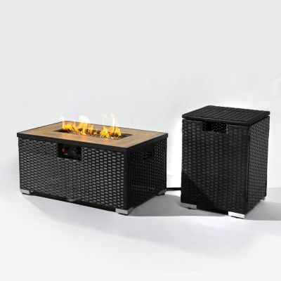 Streamdale Rattan Fire Pit Table with Tile Top