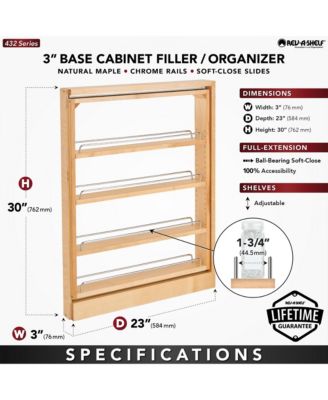 3" Pullout Base Filler Cabinet Rack w/ Soft-close, 432-BFBBSC-3C