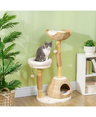 41" Cat Tree for Indoor Cats with Wooden Cat Scratching Posts, Condo