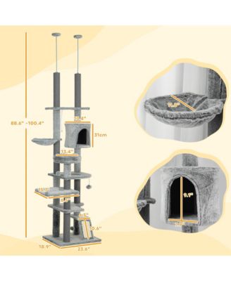 89"-100" Floor to Ceiling Cat Tree with Cat Perch & Condo,