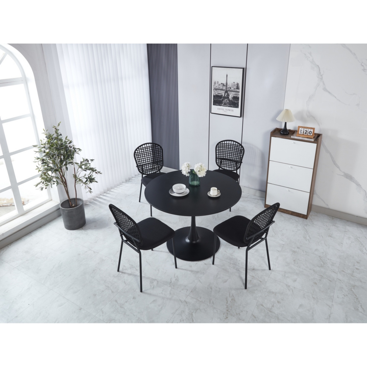 Streamdale Furniture 1+4,5pieces dining set, Table metal leg Mid-century Dining Table for 4-6 people With Mdf Table Top, Pedestal Dining Table, End Ta