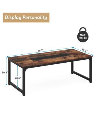 71"x35.4" Industrial Dining Table for 6–8, Rectangular Kitchen Table with Heavy Duty Metal Legs for Dining Room or Living Room