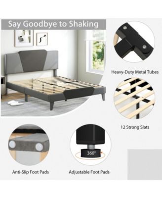 Queen Velvet Upholstered Bed Frame with High Headboard