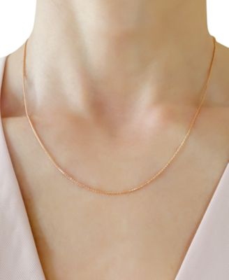 14k Rose Gold Necklace, 18" Wheat Chain (9/10mm)