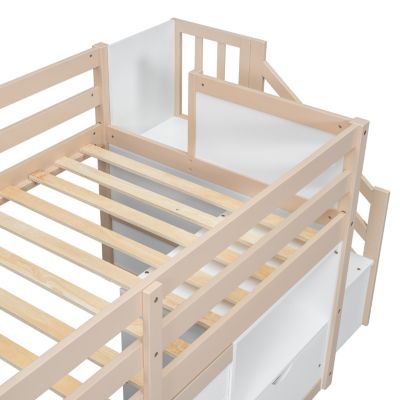 Streamdale Twin Low Loft Bed with Stair, Drawer, Shelf
