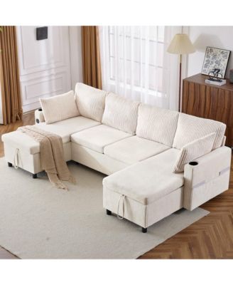 111.8" Sectional Sleeper Sofa with Storage