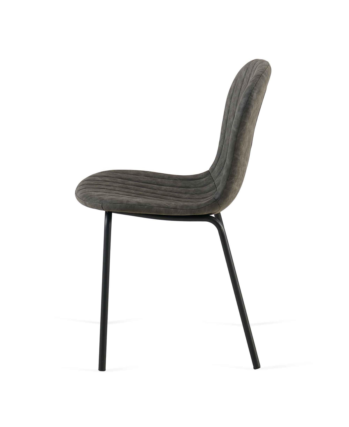 Streamdale Furniture Dark Grey Faux Leather Dining Chairs Set of 4,Mid-Century Modern Upholstered Pu Leather Chairs,for Kitchen Dining Room - Dark gra