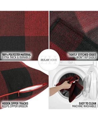Buffalo Plaid Polyester Durable Anti-Fade 2 Piece Throw Pillow Covers, 18x18 Inches