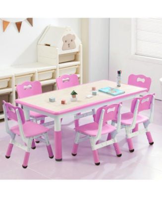 gaomon Modern Kids Table and 6 Chair Set, 47.20" Height Adjustable ...