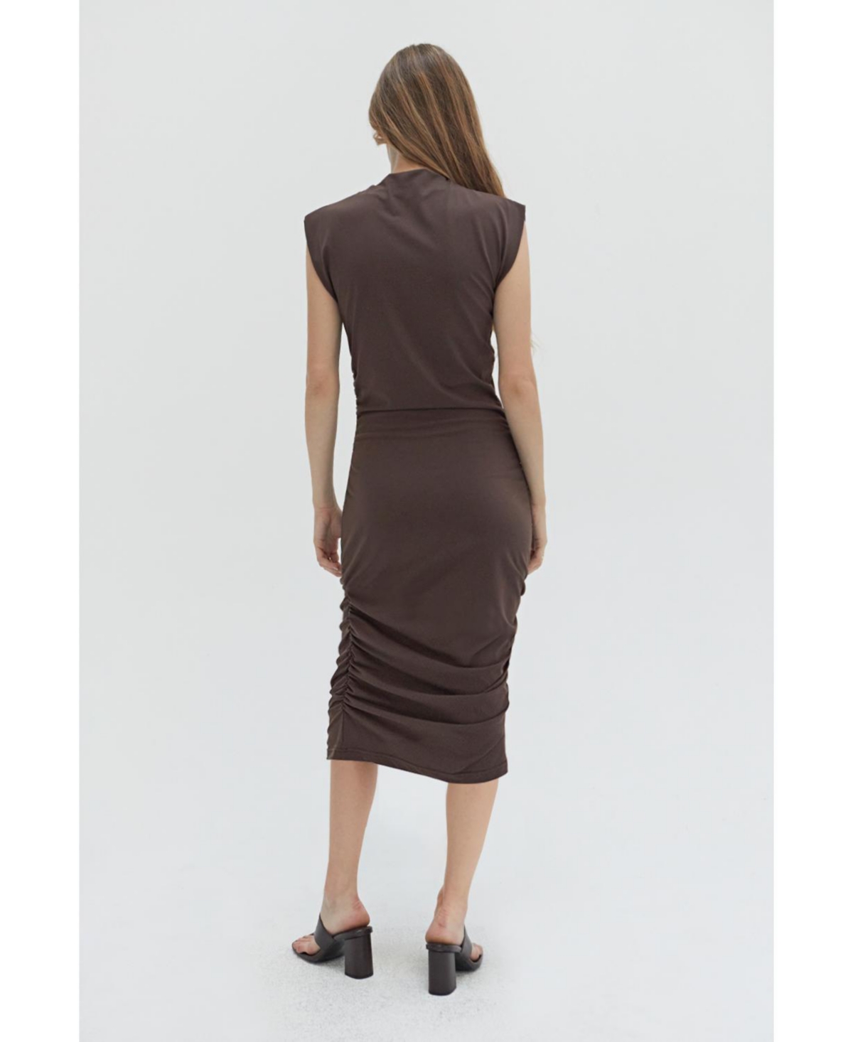 Crescent Women's Elize Mock Neck Knit Bodycon Midi Dress - Brown + espresso