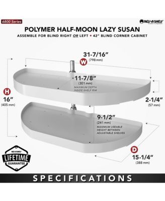 31" Lazy Susan Half-Moon Polymer Two-Tier Blind Cabinet 6882-31-11-570