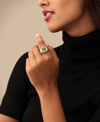 Women's Two-Hand Gold-Tone Stainless Steel Ring Watch, 15mm